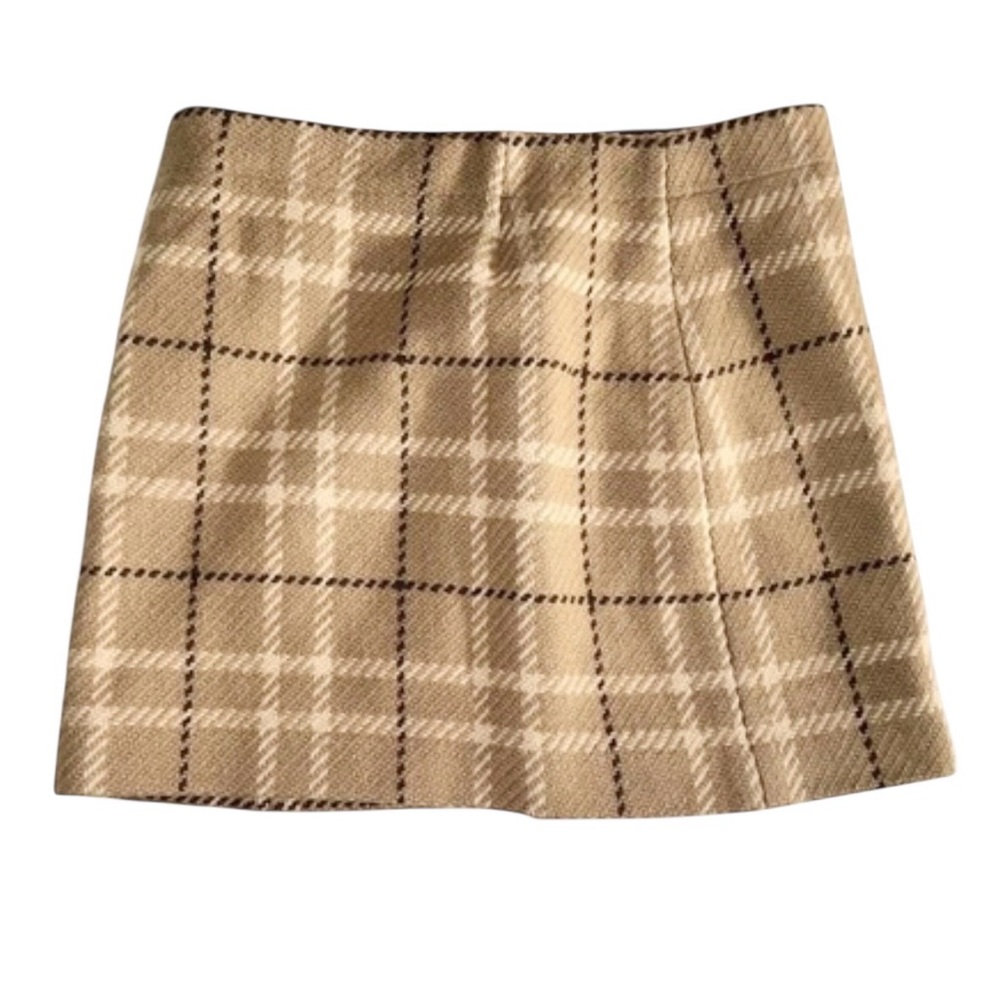 J. Crew Vtg Y2K Women’s Wool-Blend Brown Plaid Mini Skirt ~ Size 6 - Picture 4 of 7